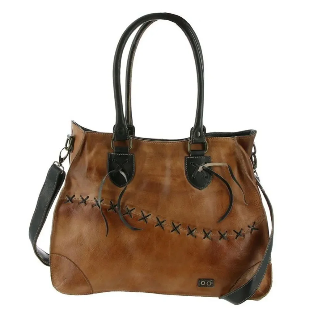 Bed Stu Womens Bruna Tan Leather Convertible Purse Satchel Handbag Imperfections
